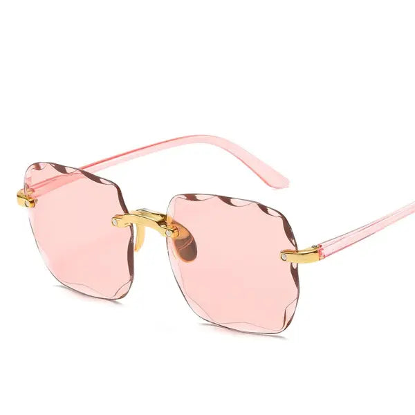 Trendy Square Rimless Sunglasses for Women Luxury Brand Designer