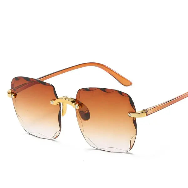 Trendy Square Rimless Sunglasses for Women Luxury Brand Designer