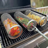 Stainless Steel BBQ Grill Basket with Rolling Design for Perfect Grilling - Himpall