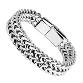 Stainless Steel Braided Keel Jewelry Bracelet with Magnetic Buckle - Steel color / 21cm