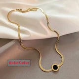 Elegant stainless steel necklace with roman digital pendant and gold-plated snake chain