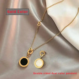 Double-sided stainless steel necklace with roman digital pendant