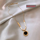 Stainless Steel Necklace with Roman Digital Pendant for Elegant Style - Style K - Jewelry