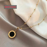 Stainless Steel Necklace with Roman Digital Pendant for Elegant Style - Style H - Jewelry
