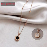 Stainless Steel Necklace with Roman Digital Pendant for Elegant Style - Style D - Jewelry