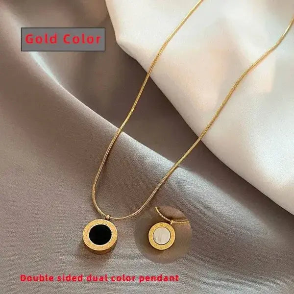 Stainless Steel Necklace with Roman Digital Pendant for Elegant Style - Style I - Jewelry