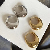 Stainless Steel Smooth Metal Chunky Hoop Earrings For Women Girls Fashion Round Circle Hoops Statement Earrings Punk