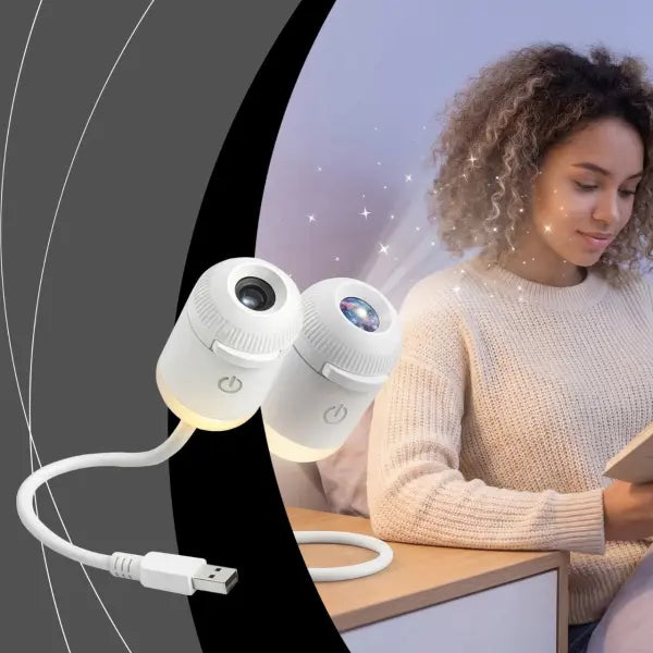 Starry Sky Projection Lamp USB Compact – Ambient Bedroom Lighting - None