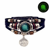 Luminous leather bracelet multi layered rope chain astrology style - 6- Scorpio