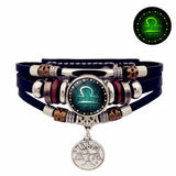 Luminous leather bracelet multi layered rope chain astrology style - 5- Libra