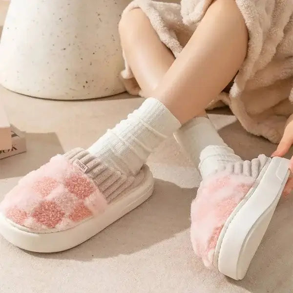 Stylish Cozy Home Plaid Slippers for Women with a Trendy Twist - Himpall