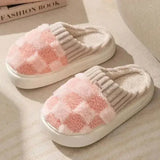 Stylish Cozy Home Plaid Slippers for Women with a Trendy Twist - Pink-38-39