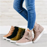 Stylish Fashion Boots with Suede Upper and Round Toe Heel - Himpall