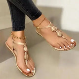 Stylish Flat Summer Footwear with Buckle Detail for Women - Gold / 34 - shoes & bages