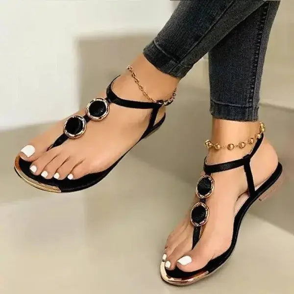 Stylish Flat Summer Footwear with Buckle Detail for Women - shoes & bages