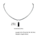 Geometric Stone Pendant Necklaces Stainless Steel Hip Hop Jewelry - NC-1773S / 52-57CM