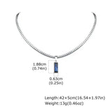 Geometric Stone Pendant Necklaces Stainless Steel Hip Hop Jewelry - NC-1773S01 / 42-47CM