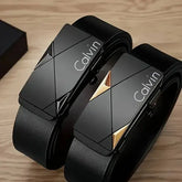 Automatic Buckle Leather Belt PU Geometric Pattern Daily Life Style