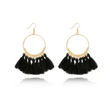 Stylish Round Drop Dangle Earrings for Bold Fashion Statements - Black