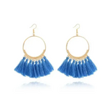 Stylish Round Drop Dangle Earrings for Bold Fashion Statements - Blue