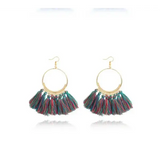 Stylish Round Drop Dangle Earrings for Bold Fashion Statements - Green color