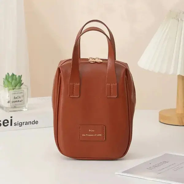 Stylish Shell-Shaped Makeup Organizer for Travel and Daily - Brown