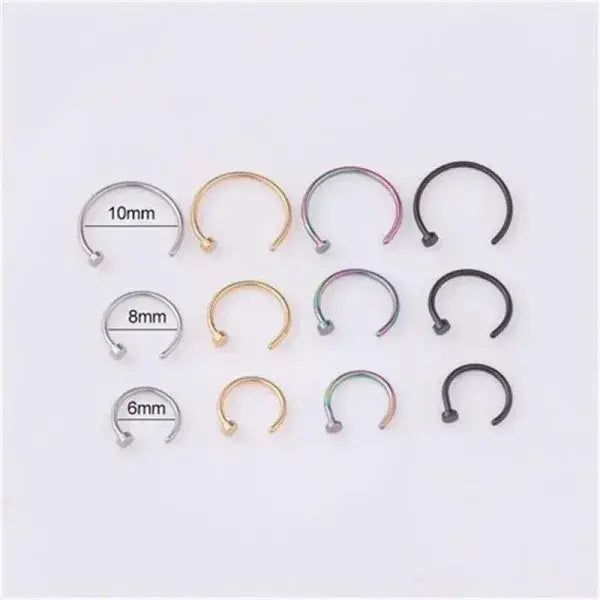 Stylish Stainless Steel Fake Body Piercing Punk Jewelry Accessories - Black 6mm