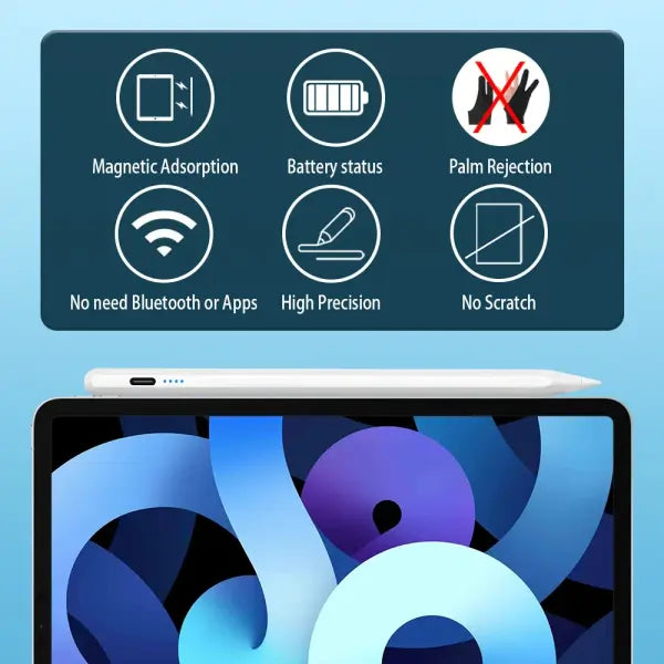 Palm Rejection Stylus Pen Metal Magnetic Suction Fast Charging iPad