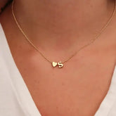 Initial necklace with dainty heart pendant - R / Silver
