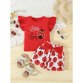 Baby Girl Ladybug Summer Outfit – 2-Piece Sleeveless T-Shirt & Shorts Set for Newborns & Infants
