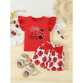 Baby Girl Ladybug Summer Outfit – 2-Piece Sleeveless T-Shirt & Shorts Set for Newborns & Infants