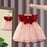 Summer Baby Girl Princess Dress – Bow Flying Sleeves Korean Style Birthday Outfit (0–3 Years)