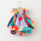 Baby Girl Summer Clothing Set – Floral Suspender Top with Matching Casual Pants for Little Kids