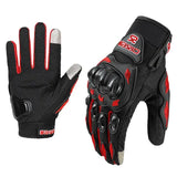 Summer Full Finger Motorcycle Gloves Breathable Touch Screen Racing - Red / M
