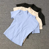 Waist Slimming Training Top - Summer High-Quality Quick-Drying Yoga Shirt - Tight Stand Collar Full Zip Short Sleeve