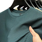 Summer Ice Silk Men’s Short Sleeve T-Shirt - High-End Solid Color Breathable Fashion Tee - Luxury Feel Male Brand