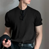 Summer Men’s Clothing Light Luxury T Shirt Leisure Long Sleeve O Neck Drapped Solid Color Loose Basic Shirt Popular