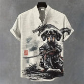 Octopus pattern sleeve shirt for men (flax bamboo fiber) – casual Hawaiian style - HE751 / L