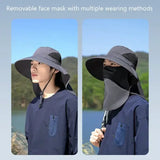 Summer Sun Hats UV Protection Outdoor Hunting Fishing Cap For Men Women Hiking Camping Visor Bucket Hat Neck Flap
