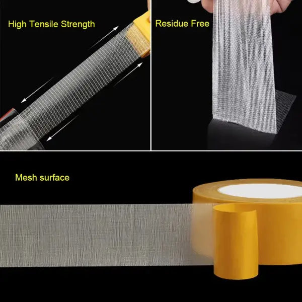 Super Thin Strong Fixation Double Sided Adhesive Tape Heavy Duty Translucent Mesh Waterproof Traceless Powerful Grid