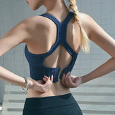Women’s Push Up Sports Bra Crop Top - Hollow Breathable Corset Tank Top for Gym Fitness & Running