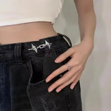 Adjustable Star Waist Buckle Metal Pin Set for Denim Tightening - Silver