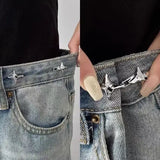 Adjustable Star Waist Buckle Metal Pin Set for Denim Tightening - Silver