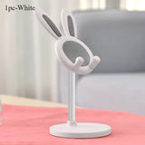 Cute Rabbit Phone Stand Plastic Adjustable Height Desktop Holder - 1pc-White