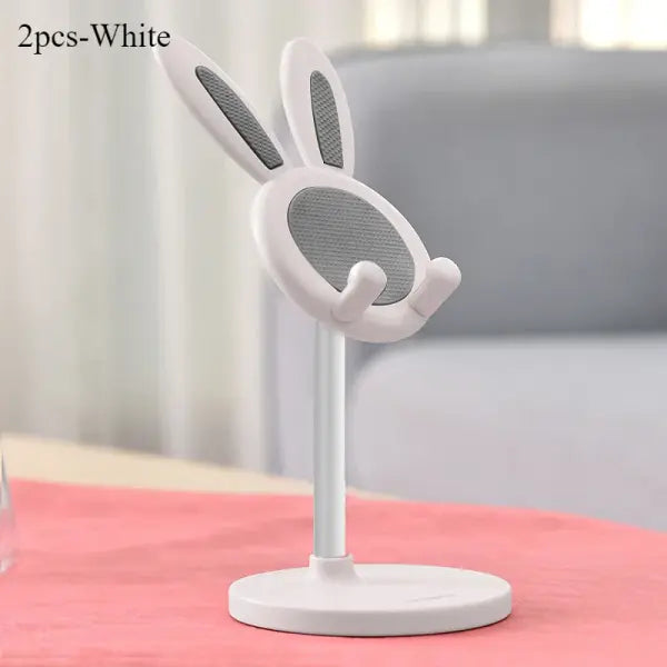 Cute Rabbit Phone Stand Plastic Adjustable Height Desktop Holder - 2pcs-White