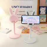 Cute Rabbit Phone Stand Plastic Adjustable Height Desktop Holder