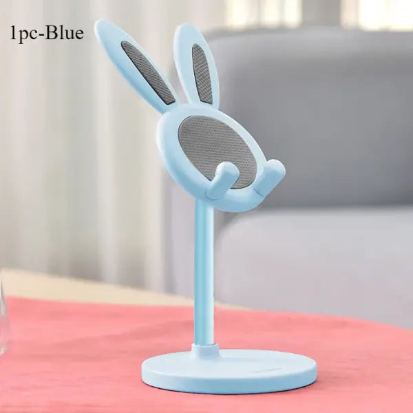 Cute Rabbit Phone Stand Plastic Adjustable Height Desktop Holder - 1pc-Blue