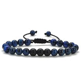Tiger Eye Couple Bracelets with Matte Black Agate Beads - 13Style