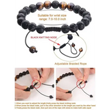 Tiger eye couple bracelets with matte black agate beads