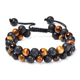 Tiger eye couple bracelets with matte black agate beads